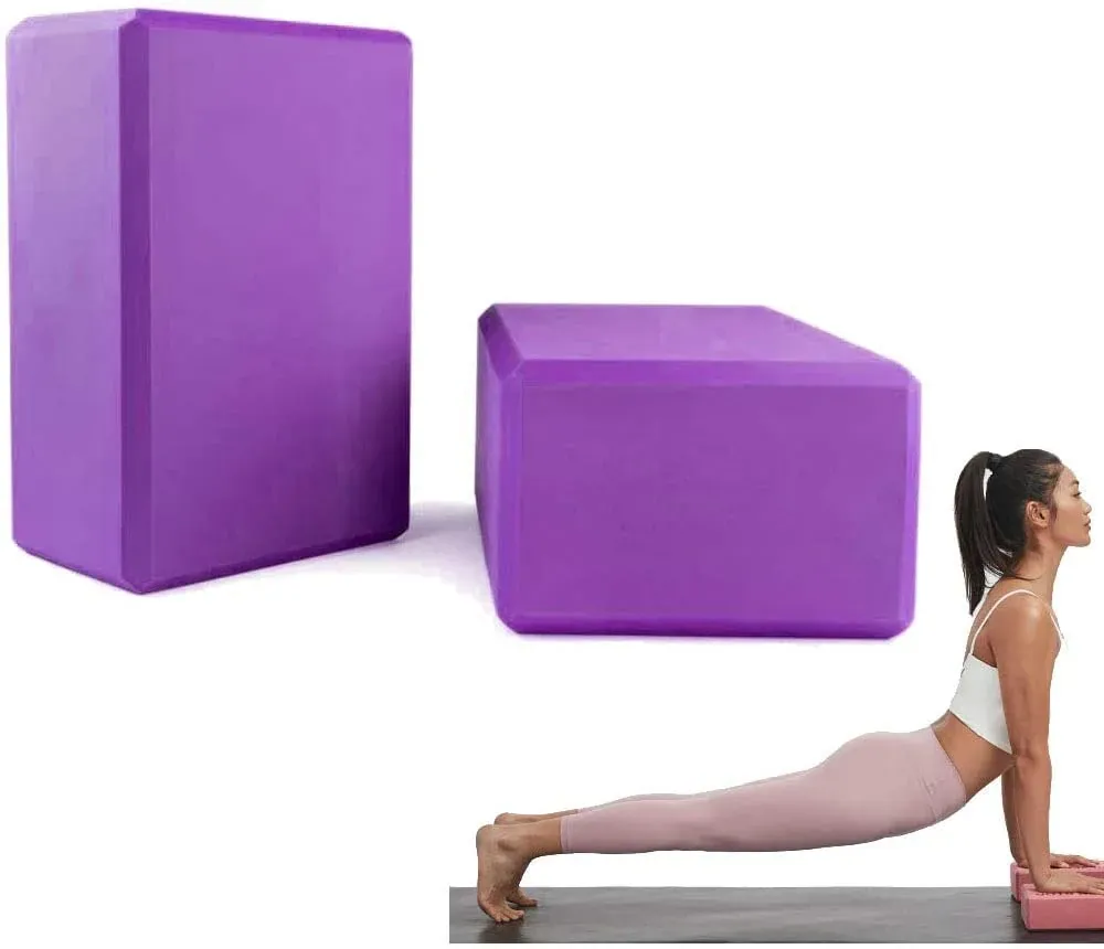 2 Bloques de Yoga, Espuma de Eva Antideslizante de Alta Densidad para Yoga, Pilates, Ejercicio, Entrenamiento, Fitness y Gimnasio(Morado) foto 1