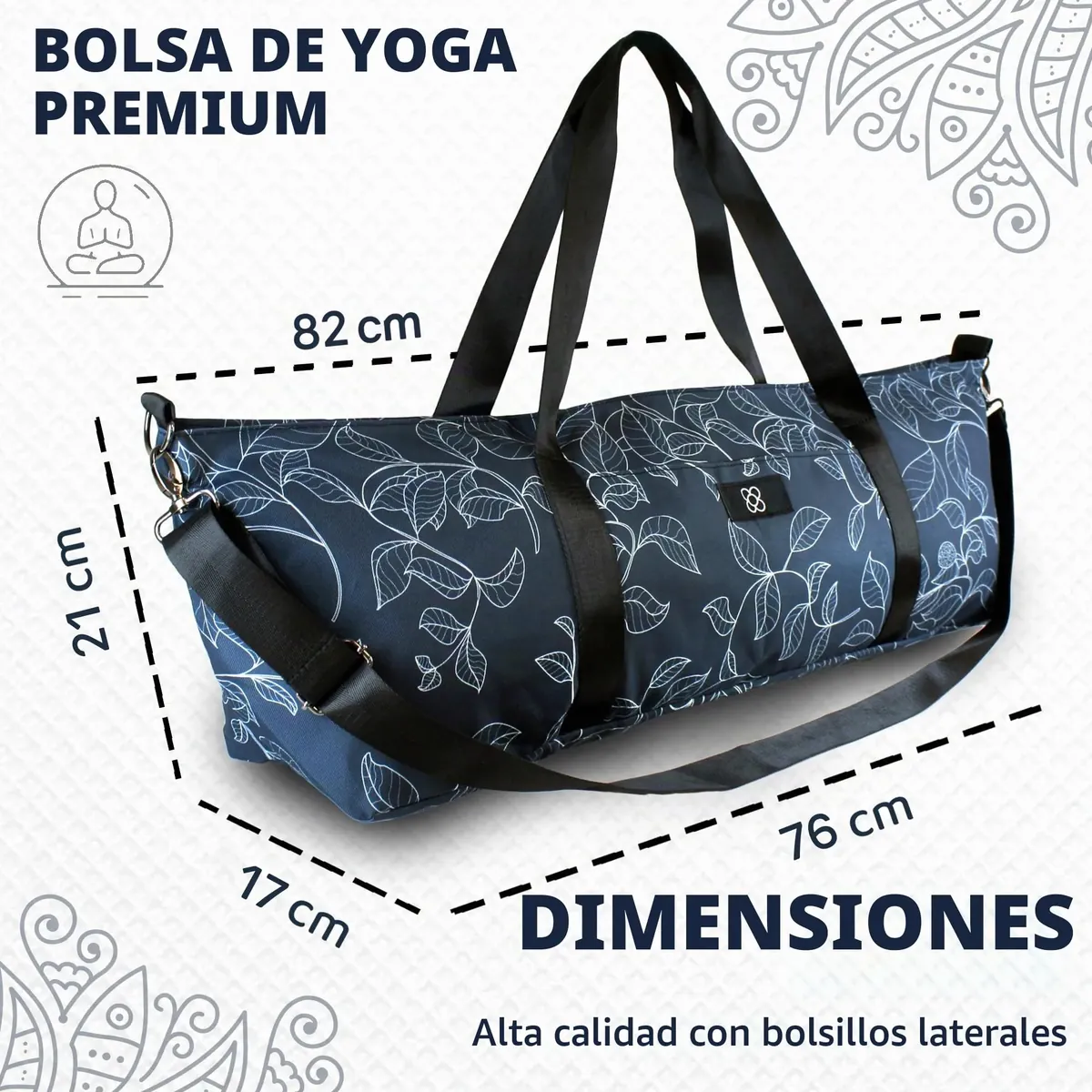 DOJA Barcelona Bolsa Esterilla Yoga XXL Estampado - Mochila Yoga de Diseño Resistente - Espaciosa con Bolsillos Integrados - Asas y Correa De Hombro - Bolsa Pilates Transporte Comodo foto 5