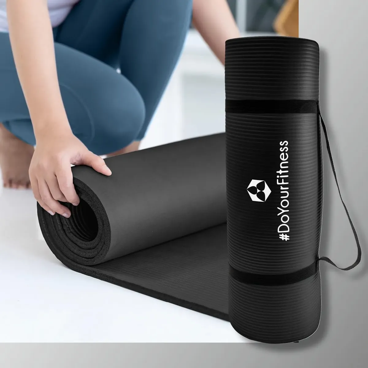 #DoYourFitness® Esterilla de fitness y yoga antideslizante | Para principiantes y avanzados | Grosor de 0,8cm a 2cm | Esterilla de gimnasia que no daña las articulaciones 183cm x 61cm o XXL 190cm x 100cm foto 5
