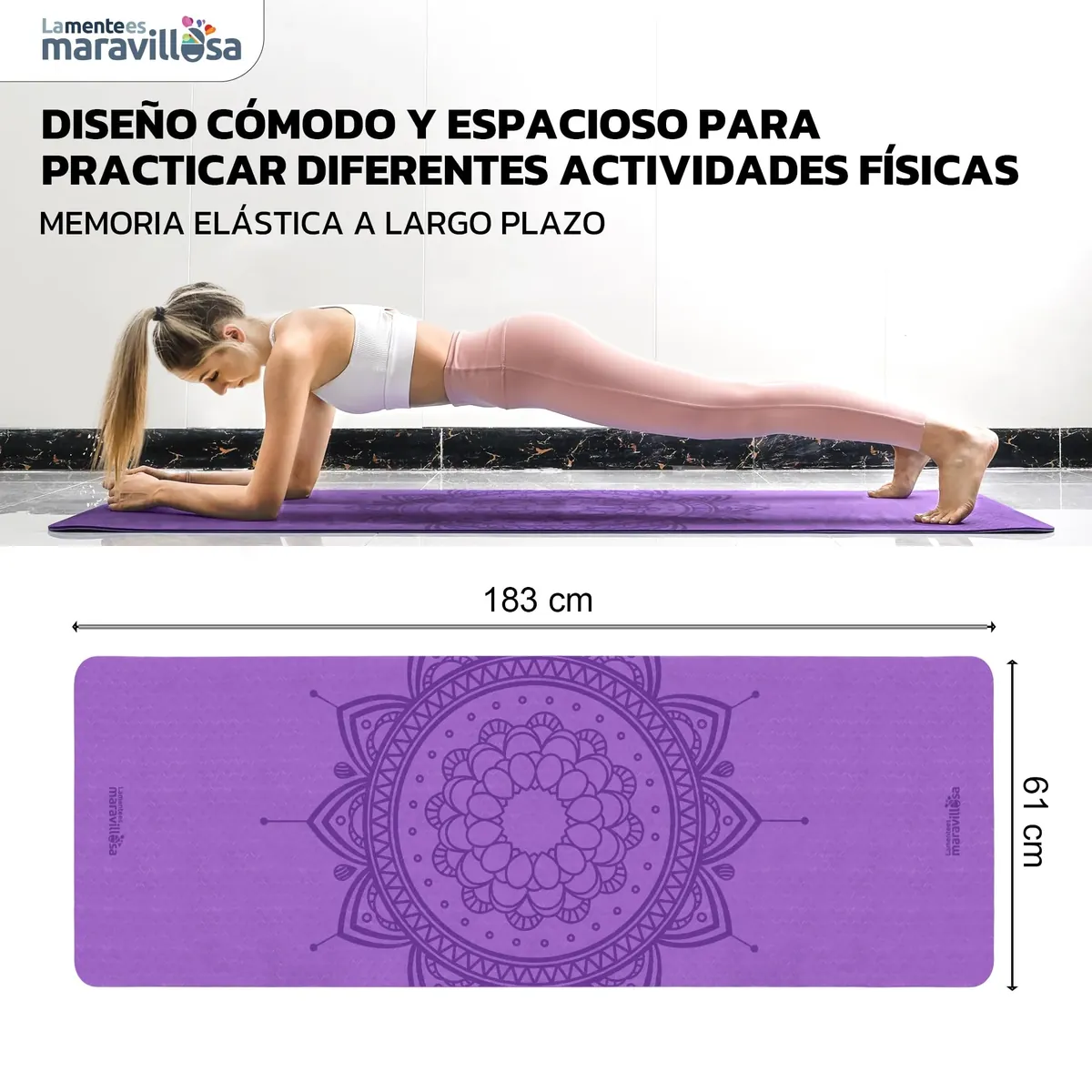 LA MENTE ES MARAVILLOSA - Esterilla de Yoga TPE, 183x61 cm foto 3