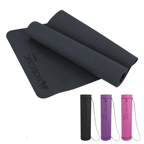 Mobiclinic, Esterilla de yoga, Incluye correa transporte, 6mm grosor, Marca española, Antideslizante, Impermeable, Ecológica, Fitness, Deporte, 181x61x0.6 cm, Lavable, Flexible, Tpe, Morado foto 4