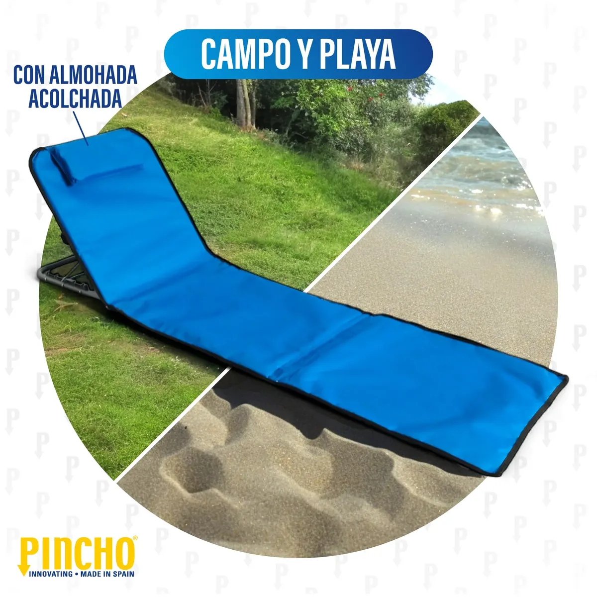 Pincho Esterilla de Playa Plegable con Respaldo Ajustable – Tumbona Portátil Ligera para Camping, Jardín y Piscina – Alfombra de Playa con Respaldo Ergonómico y Fácil Transporte (Turquesa) foto 2