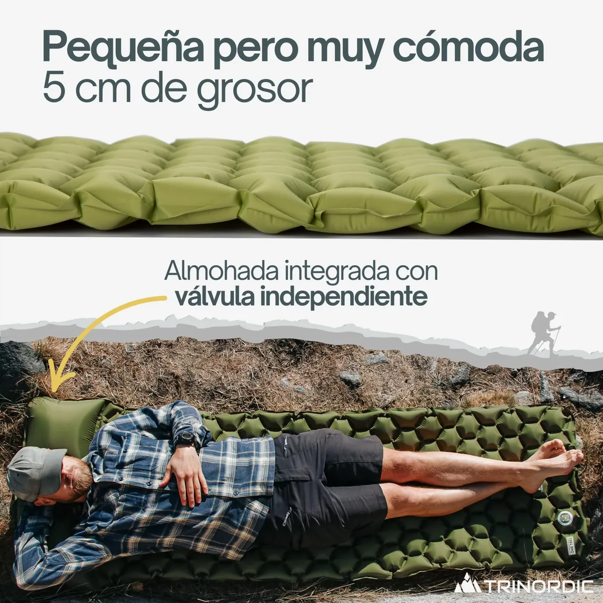 TRINORDIC Colchoneta de camping ultraligera inflable para dormir, plegable, ligera, inflable, cama individual, portátil, para mochileros al aire libre, senderismo, viajes foto 6