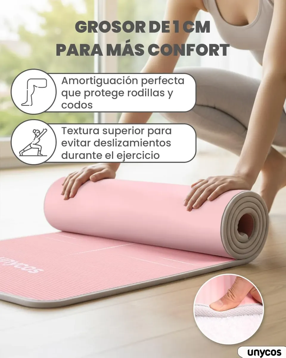 unycos - Esterilla de Yoga NBR con Superficie Antideslizante 183x60 foto 2