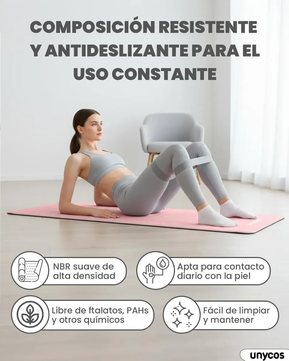 unycos - Esterilla de Yoga NBR con Superficie Antideslizante 183x60 foto 6
