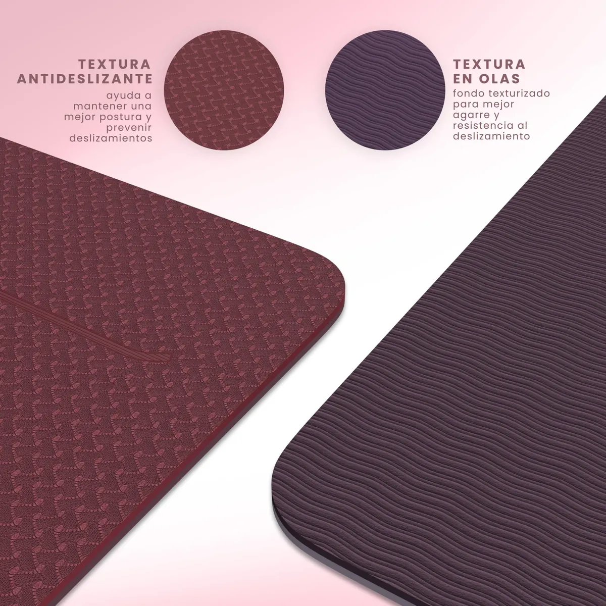 Yogii Esterilla de Yoga 6 mm burdeos/morado, Antideslizante TPE con Líneas de Alineación foto 2
