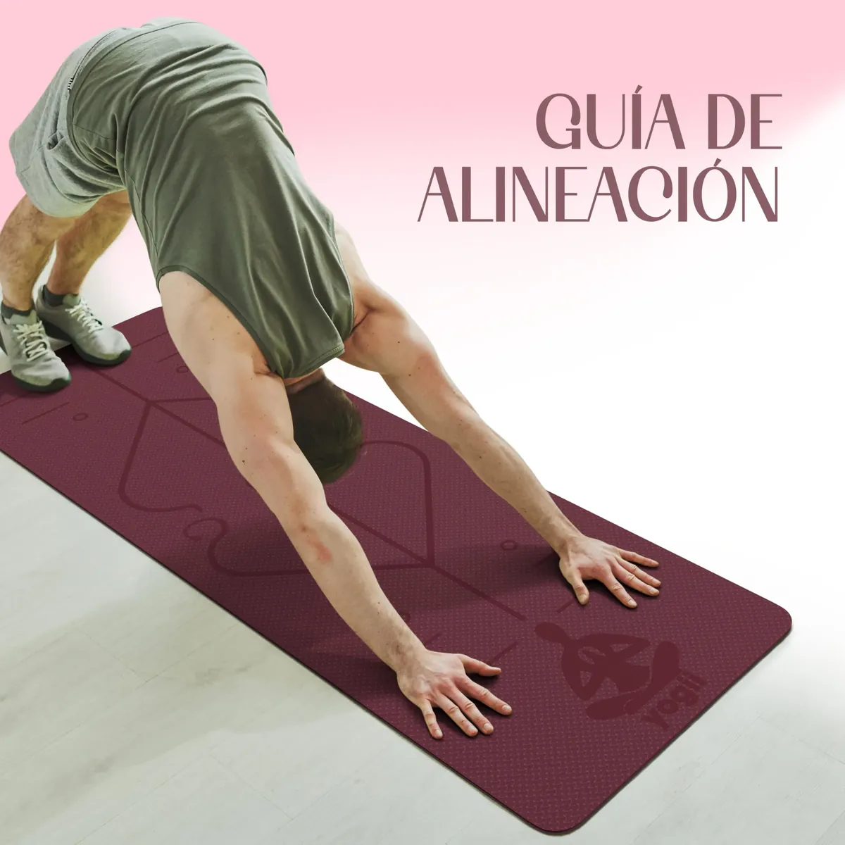 Yogii Esterilla de Yoga 6 mm burdeos/morado, Antideslizante TPE con Líneas de Alineación foto 3